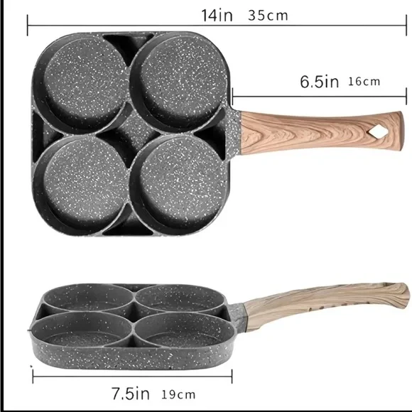 None stick egg frying pan, 4 Hole frying pan - Picture 4 of 5